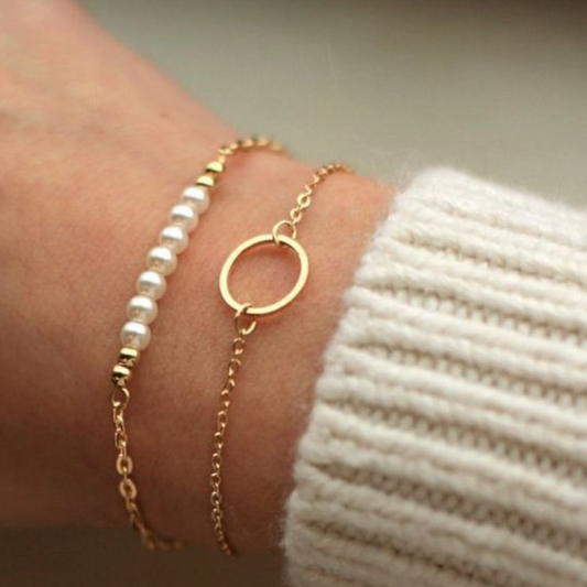 Pearl and Ring Stack Bracelet